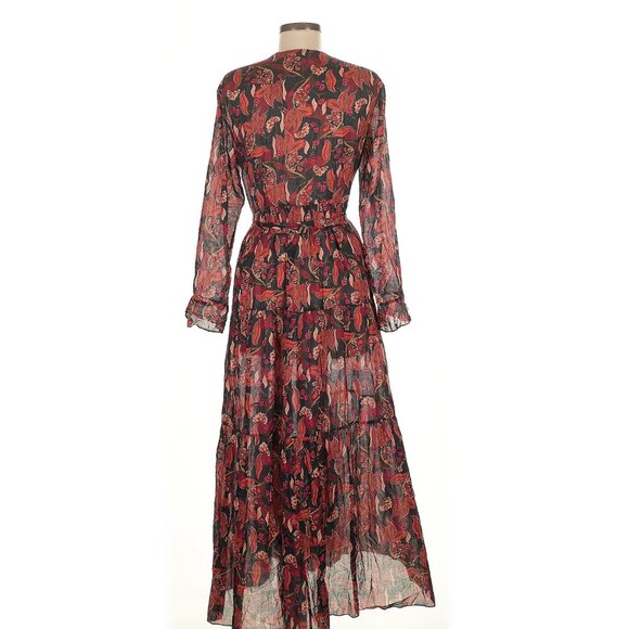 Doen Assam Belted Floral Maxi Dress Medium - Picture 3 of 6
